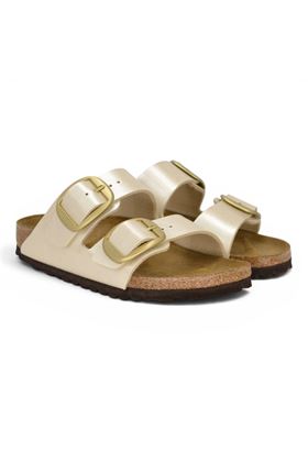 Ciabatta donna BIRKENSTOCK  in Birko-Flor colore perla. BIRKENSTOCK- | ARIZONA BIG BUCKLE GRACEFUL BIRKO FLORPERLA